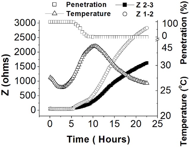 Relative electrical impedance, setting process.